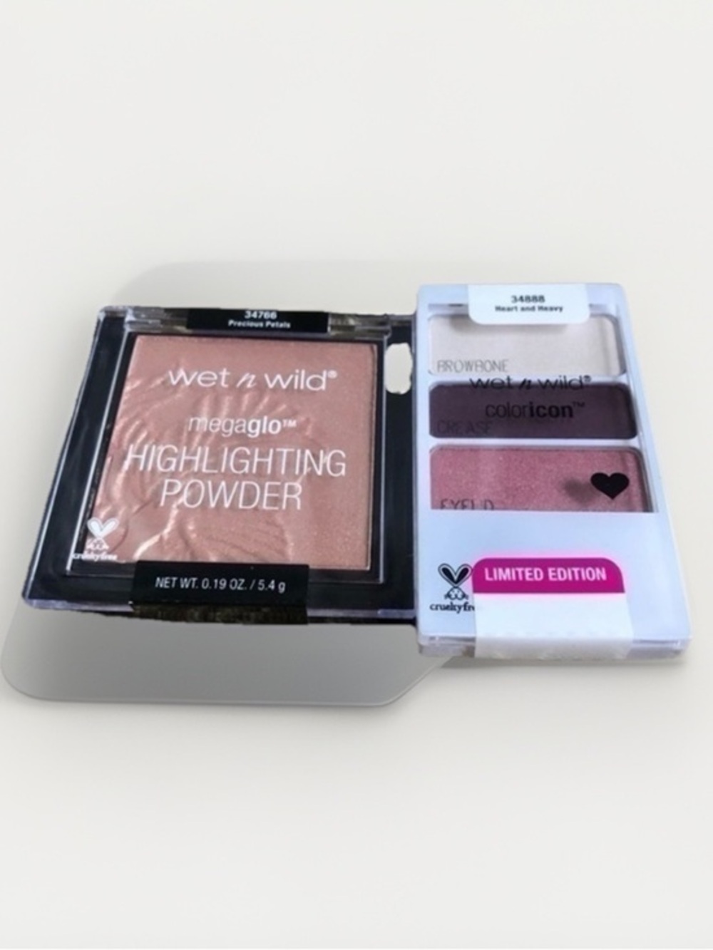 3/30$ WET N WILD Highlighter PRECIOUS PETALS and HEART and HEAVY Eyeshadow